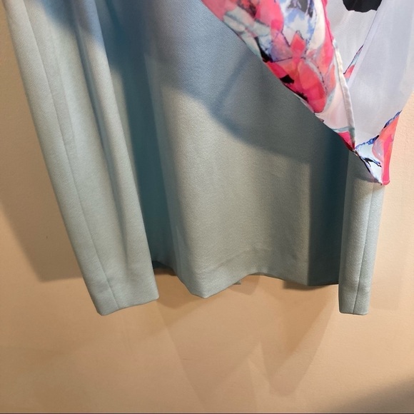 TAHARI Sz 14 Handkerchief Overlay Bold Pastel Floral Zipper in Back Dress - Picture 3 of 16